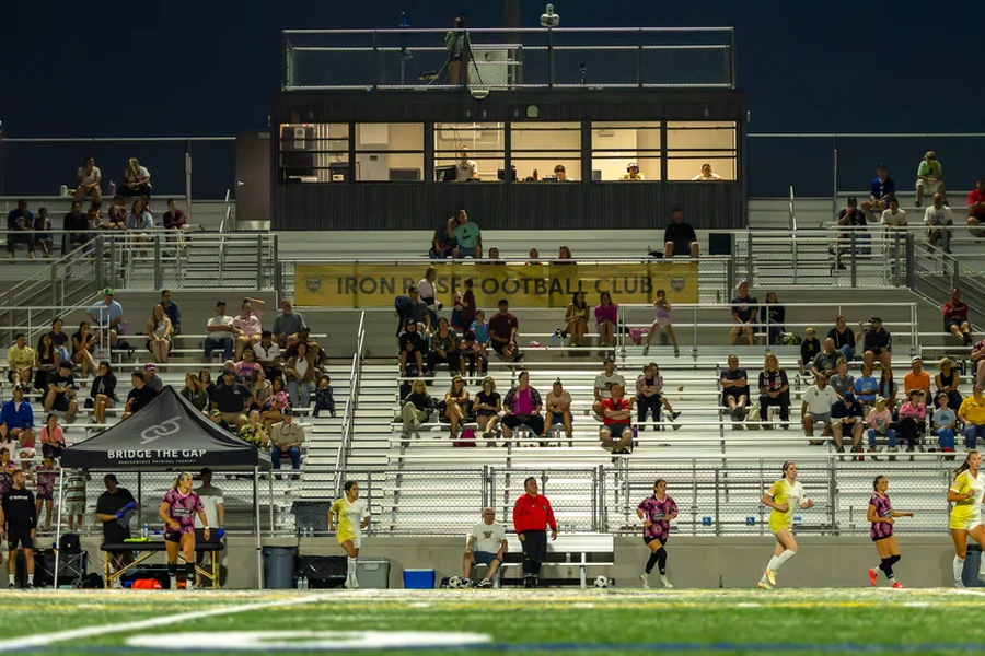 American football stadium lights at night