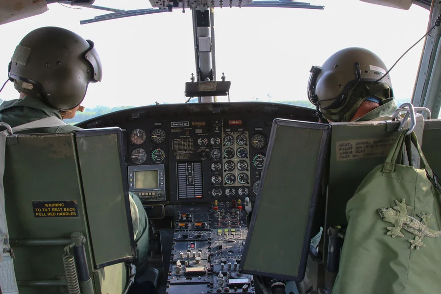 What is the ANVIS 9 Night Vision System? Military helicopter cockpit at night