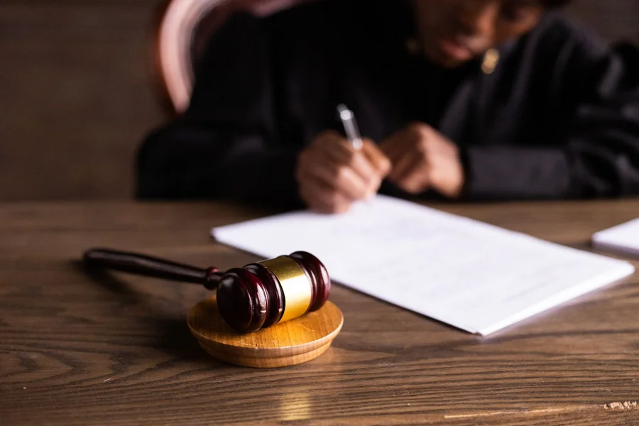 Legal gavel and court documents