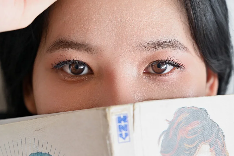 Manga book pages reading close up