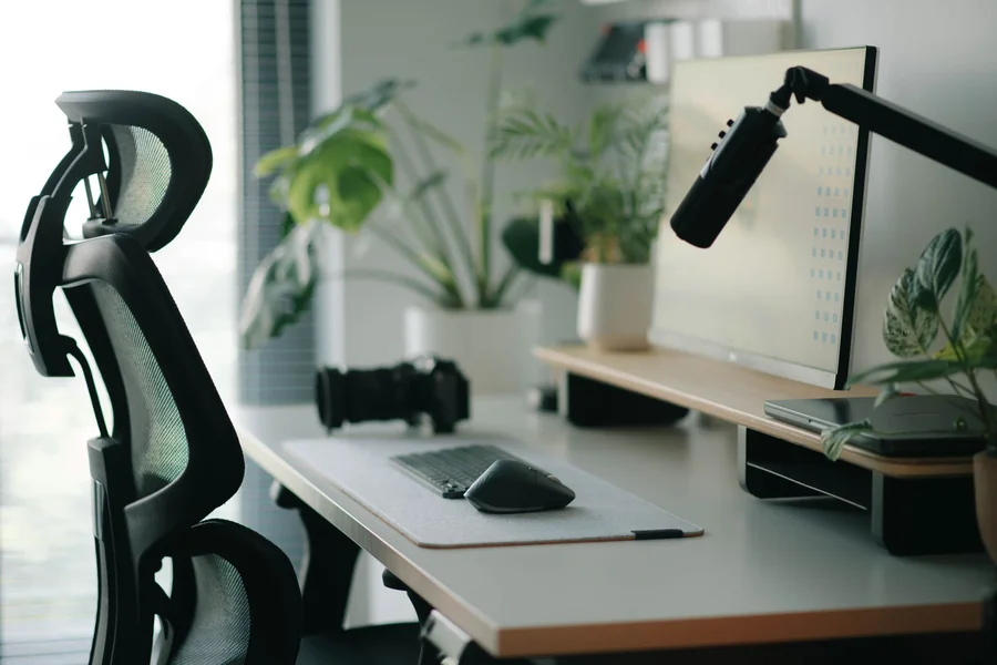 Minimalist ergonomic workspace setup