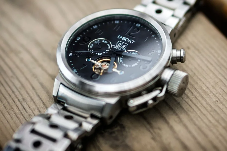 Luxury watch crown detail