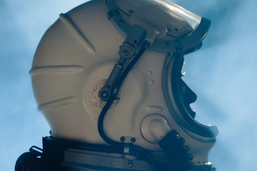 Astronaut helmet reflecting flight instrumentation